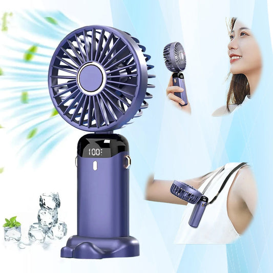 3-in-1 USB Rechargeable Mini Fan – Foldable Handheld & Out Door Fan (5-Speed) - Tech Horizon