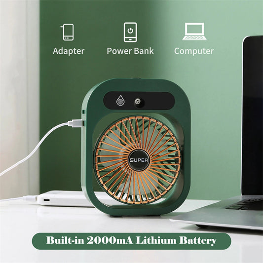 Rechargeable Air Cooling Fan – USB Desk Misting Humidifier with 3 Wind Speeds - Tech Horizon